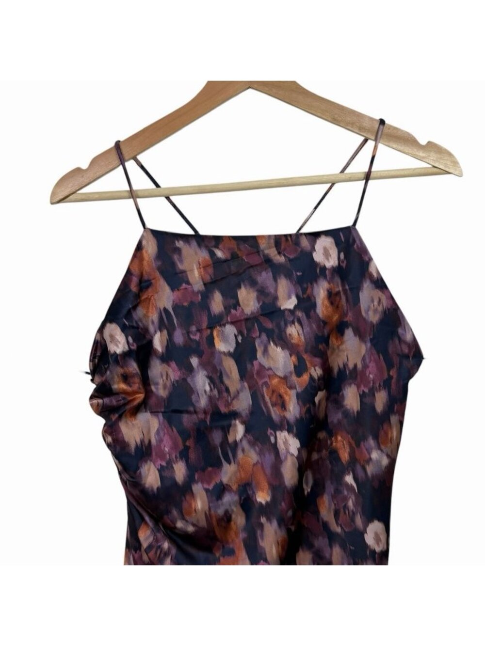 Jason Wu Satin Midi Dress Size XS Strappy Low Back Romantic Evening Floral Paint - Picture 4 of 15